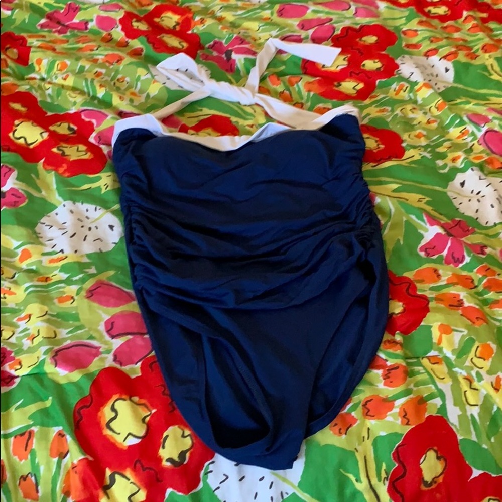 Lauren Ralph Lauren navy white halter swimsuit 14